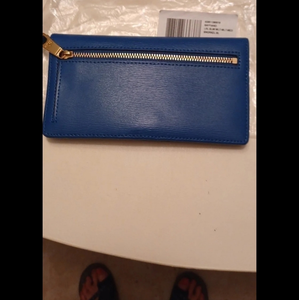 Ralph Lauren Wallet Slim Saffiano Blue New never used